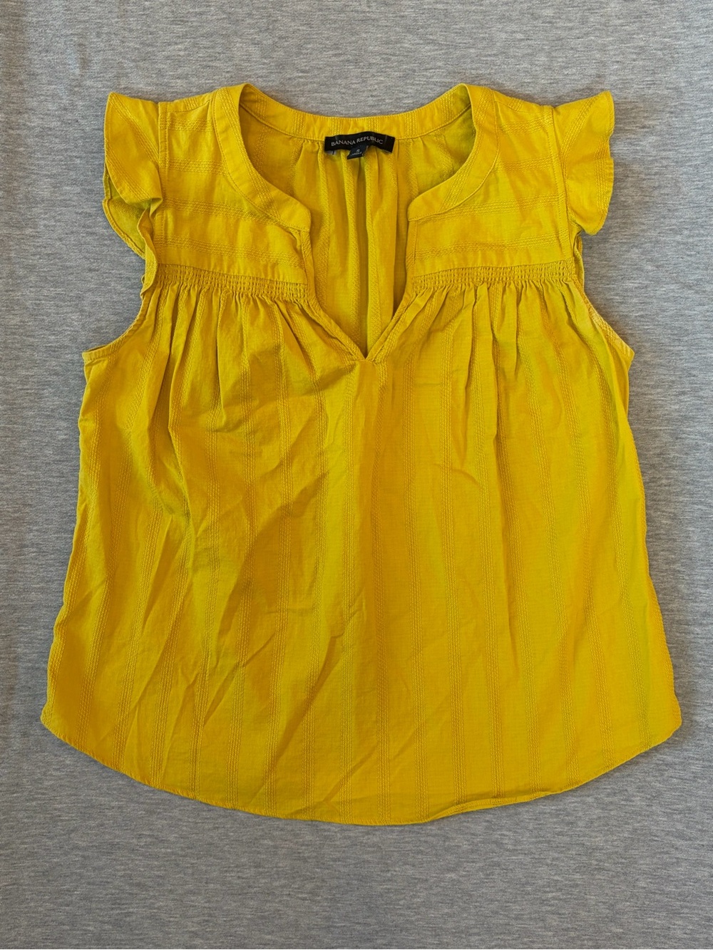 Banana Republic Yellow Flutter Sleeve Blouse V Neck